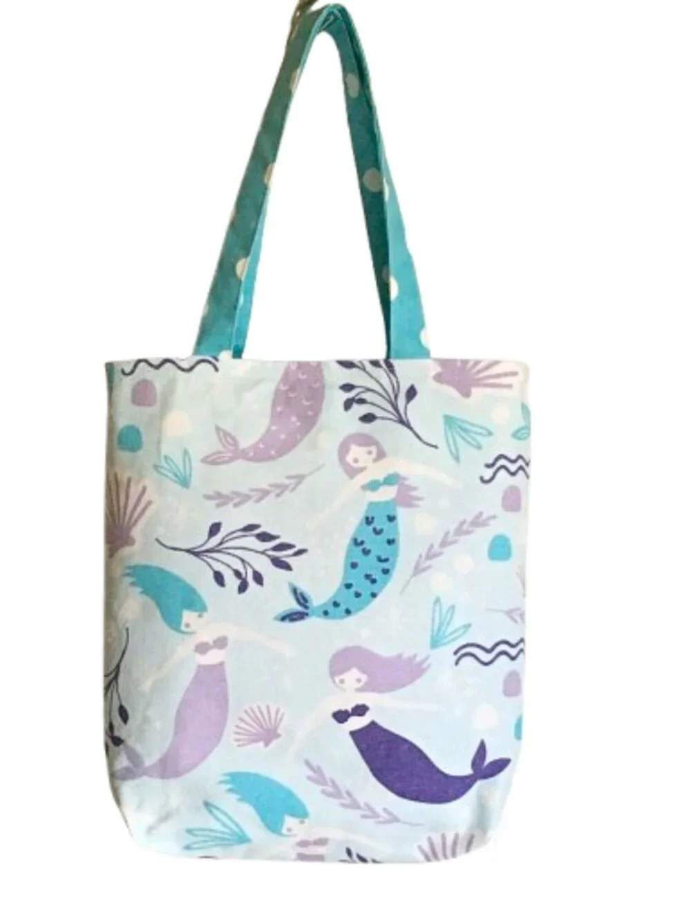Handmade Mermaid Tote Bag with Pockets Craft Yarn Bag Girls Ladies Gift